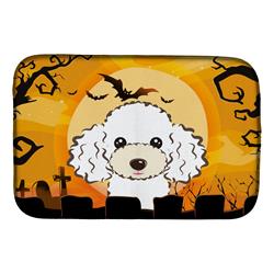 Halloween White Poodle Dish Drying Mat