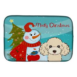 Snowman With Buff Poodle Dish Drying Mat