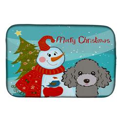 BB1879DDM Snowman With Silver Gray Poodle Dish Drying Mat
