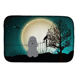 Halloween Scary Poodle Silver Dish Drying Mat