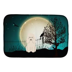 Halloween Scary Poodle White Dish Drying Mat