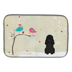 Christmas Presents Between Friends Poodle Black Dish Drying Mat