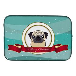 Fawn Pug Merry Christmas Dish Drying Mat