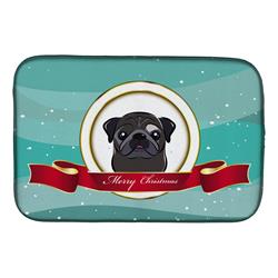 BB1573DDM Black Pug Merry Christmas Dish Drying Mat