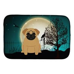 Halloween Scary Pug Brown Dish Drying Mat