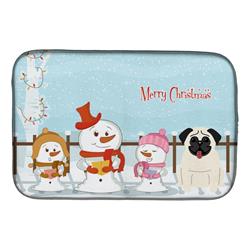 Merry Christmas Carolers Pug Cream Dish Drying Mat