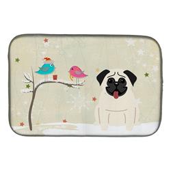 Christmas Presents Between Friends Pug Cream Dish Drying Mat