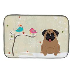 Christmas Presents Between Friends Pug Brown Dish Drying Mat