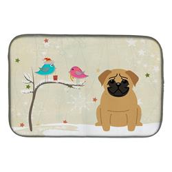 Christmas Presents Between Friends Pug Brown Dish Drying Mat