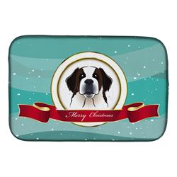 Saint Bernard Merry Christmas Dish Drying Mat