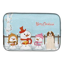 Merry Christmas Carolers Saint Bernard Dish Drying Mat