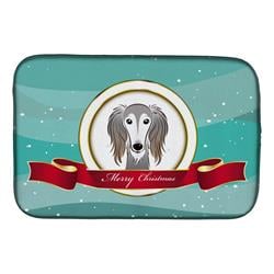 Saluki Merry Christmas Dish Drying Mat