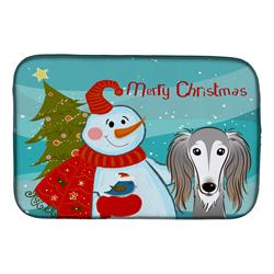 BB1849DDM Snowman With Saluki Dish Drying Mat