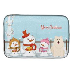 Merry Christmas Carolers Samoyed Dish Drying Mat