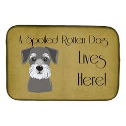 Schnauzer Spoiled Dog Lives Here Dish Drying Mat