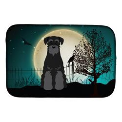 Halloween Scary Standard Schnauzer Black Dish Drying Mat