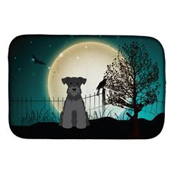 Halloween Scary Miniature Schanuzer Black Dish Drying Mat