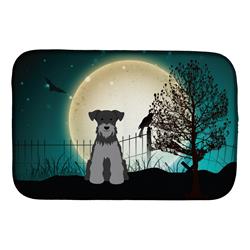 Halloween Scary Miniature Schanuzer Black Silver Dish Drying Mat