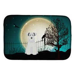 Halloween Scary Miniature Schanuzer White Dish Drying Mat