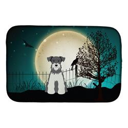 Halloween Scary Miniature Schanuzer Salt & Pepper Dish Drying Mat