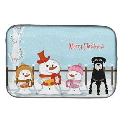 Merry Christmas Carolers Standard Schnauzer Salt & Pepper Dish Drying Mat