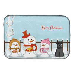 Merry Christmas Carolers Miniature Schanuzer Black Dish Drying Mat