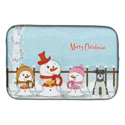 Merry Christmas Carolers Miniature Schanuzer Salt & Pepper Dish Drying Mat