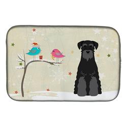 Christmas Presents Between Friends Standard Schnauzer Black Dish Drying Mat