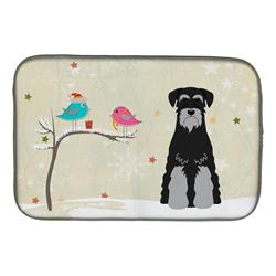 Christmas Presents Between Friends Standard Schnauzer Black Grey Dish Drying Mat