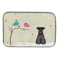 Christmas Presents Between Friends Miniature Schanuzer Black Dish Drying Mat