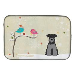 Christmas Presents Between Friends Miniature Schanuzer Black Silver Dish Drying Mat