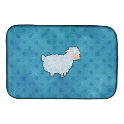 Polkadot Sheep Lamb Watercolor Dish Drying Mat