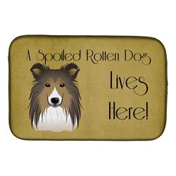 Sheltie Spoiled Dog Lives Here Dish Drying Mat
