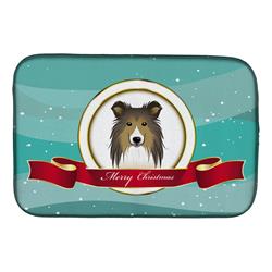 Sheltie Merry Christmas Dish Drying Mat