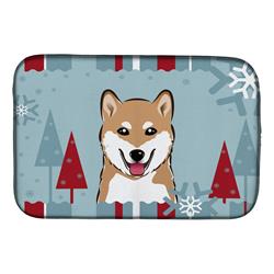 Winter Holiday Shiba Inu Dish Drying Mat