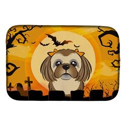 Halloween Chocolate Brown Shih Tzu Dish Drying Mat