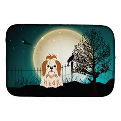 Halloween Scary Shih Tzu Red White Dish Drying Mat
