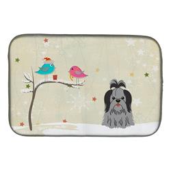 Christmas Presents Between Friends Shih Tzu Black Silver Dish Drying Mat