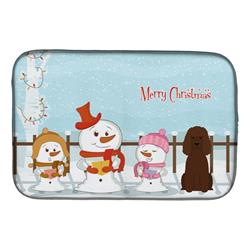 Merry Christmas Carolers Irish Water Spaniel Dish Drying Mat