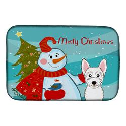Snowman With Westie Dish Drying Mat