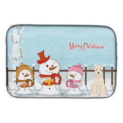 Merry Christmas Carolers Soft Coated Wheaten Terrier Dish Drying Mat