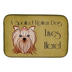 Yorkie Yorkishire Terrier Spoiled Dog Lives Here Dish Drying Mat