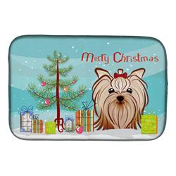 Christmas Tree & Yorkie Yorkishire Terrier Dish Drying Mat