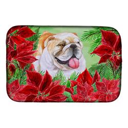 English Bulldog Poinsettas Dish Drying Mat