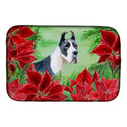 Harlequin Great Dane Poinsettas Dish Drying Mat