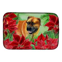 Boerboel Mastiff Poinsettas Dish Drying Mat