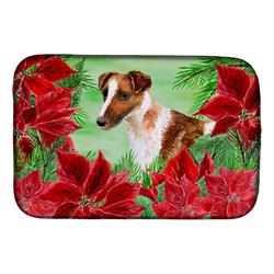 Smooth Fox Terrier Poinsettas Dish Drying Mat