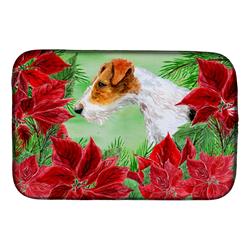 Picture of Carolines Treasures CK1298DDM Fox Terrier Poinsettas Dish Drying Mat