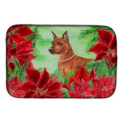 Picture of Carolines Treasures CK1304DDM Miniature Pinscher Poinsettas Dish Drying Mat