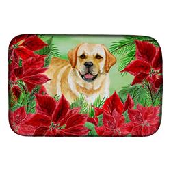 Golden Retriever Poinsettas Dish Drying Mat